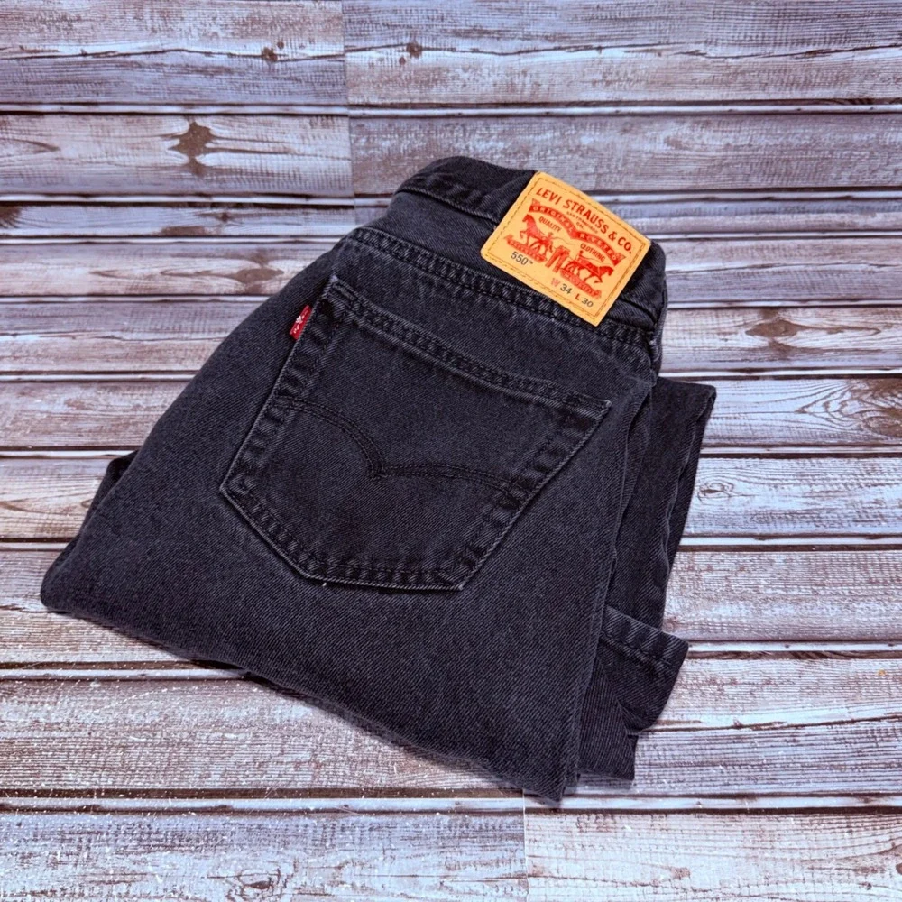 Levi's 550 Relaxed Fit Jeans Mens 32x28 Actual Black Denim Tapered Leg